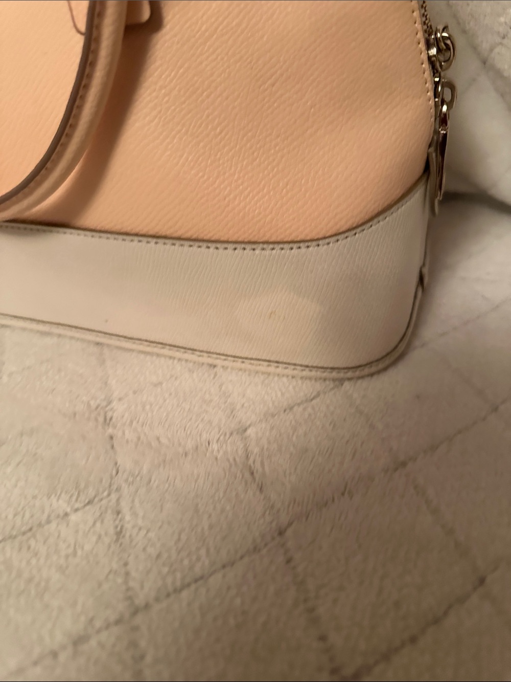Coach Pebbled Leather Dome Satchel in Pale Pink and White - Picture 10 of 11